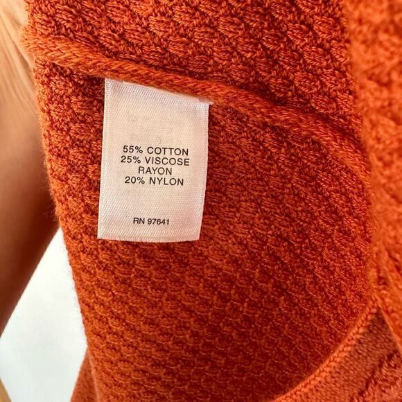 J. Jill Women’s Orange Waffle Knit Long Sleeve Tunic Top - Picture 6 of 6